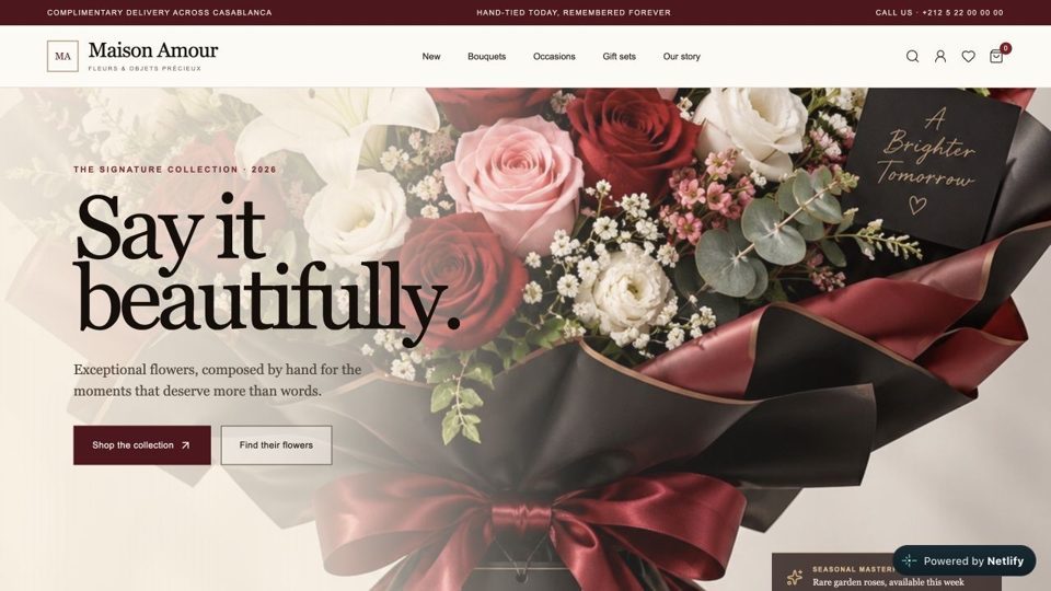 Maison Amour flower shop website